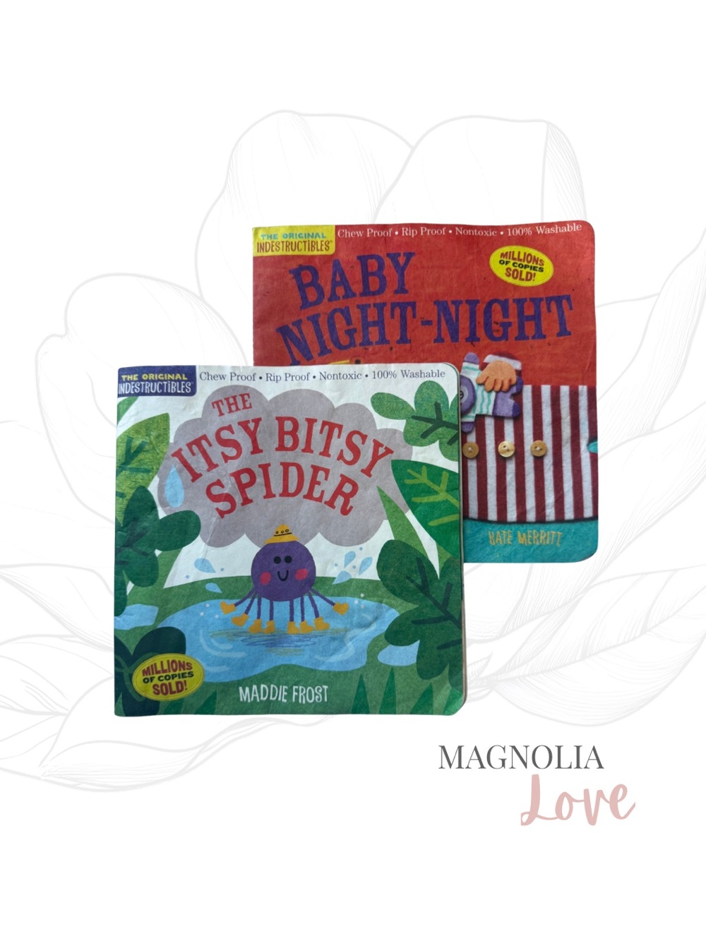 💧 Indestructibles Baby Book Set Itsy Bitsy Spider & Baby Night Night Rip Proof
